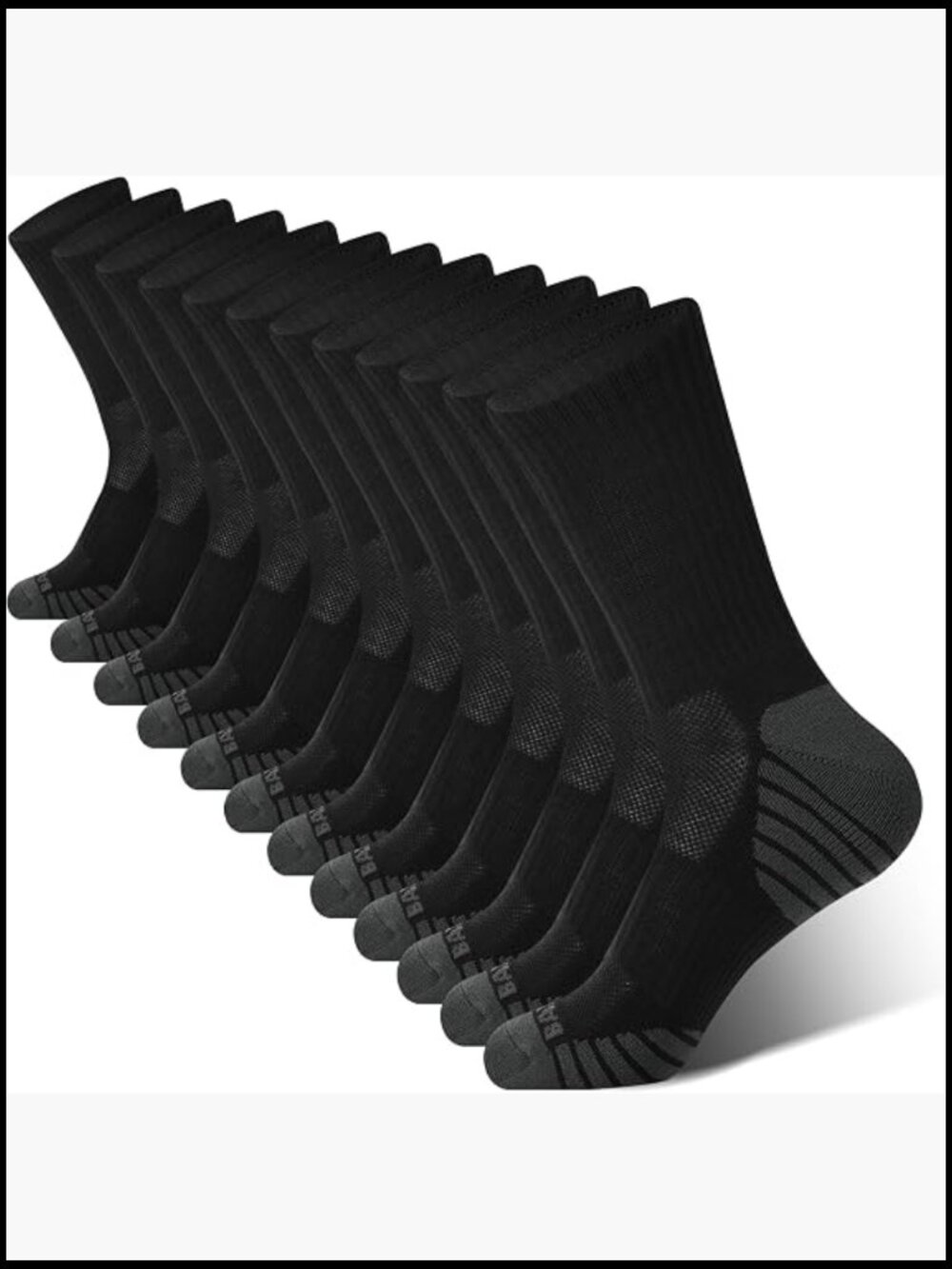 Men's Athletic Crew Socks 6-Pack Cushioned Moisture Wicking Arch Support